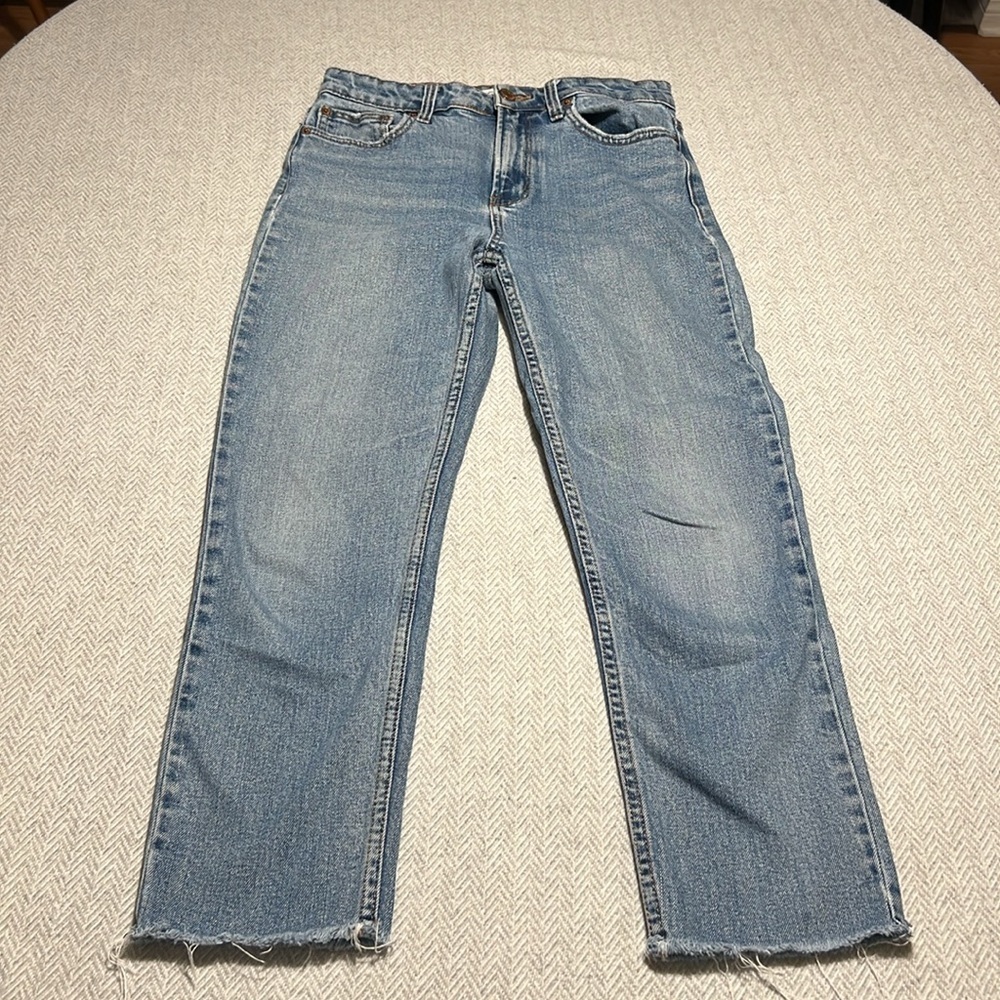 Bershka Light Blue Denim Crop Straight Jeans. Size 6 - Picture 2 of 11